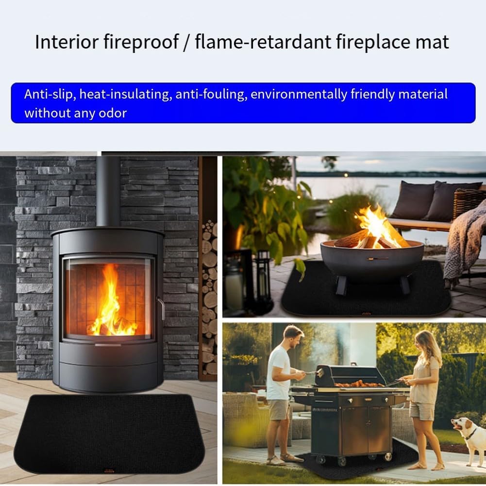 Tappeto per caminetto a semicerchio, in silicone in fibra di vetro, isolante ignifugo, per stufe a legna, barbecue e bracieri interni, 50 x 80 cm (152 x 70 cm)