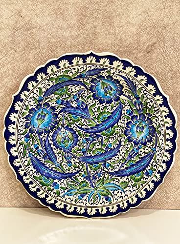 IstanbulArtWorkshop 12'' Decorative Turkish Ceramic Wall Plate, Colorful Wall Decor, Decorative Plate For Hanging, Turkish Pottery, Turkish Wall Decor