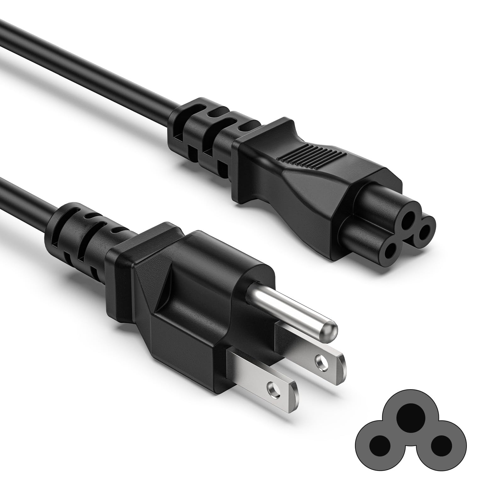 6Ft 3 Prong AC Power Cord Cable Replacement Power Cable for Computers, TVs, Monitors, LG LED LCD Smart 1080p HDTV,Samsung, Dell, IBM, Hp, Asus, Sony, Toshiba, Lenovo, Acer, Gateway, Laptop and More