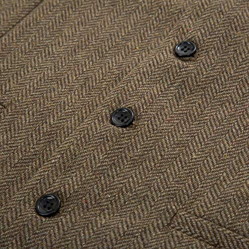 PJ PAUL JONES Men's Western Herringbone Tweed Suit Vest Wool Blend V Neck Slim Fit Waistcoat4