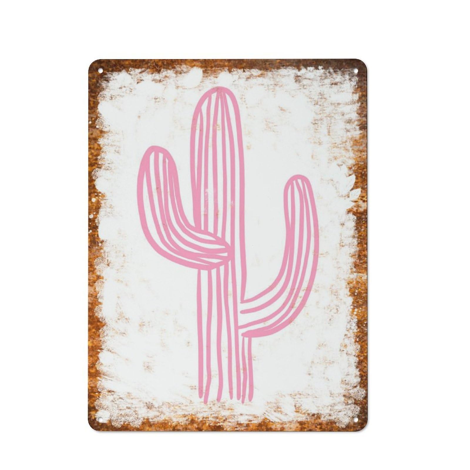 peiyeety Metal Tin Sign Pink Cactus Minimalist Pattern Vintage Rustic Wall Art Kitchen Bathroom Bedroom Living Room Cafe Farmhouse Entryway Office Garage Home Bar Laundry Room Porch Patio 6x8 Inch