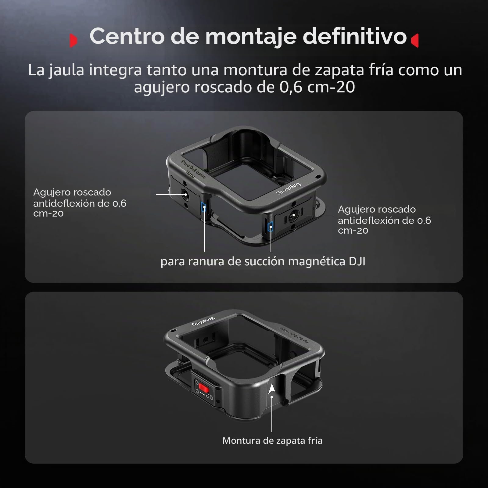 SMALLRIG Jaula para DJI Osmo Nano, Estuche de Aluminio Protector con Zapata Fría y Roscas 1/4"-20 - 5759