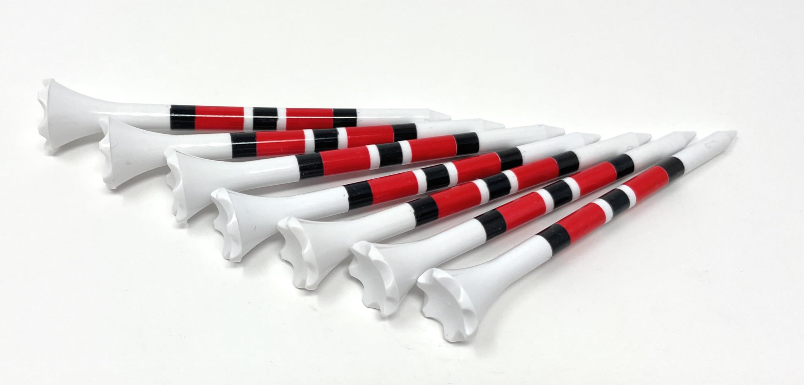 NorthPointe Tees de golf de plástico de 3 ¼ pulgadas, color blanco con rayas rojas o verdes, 100 tees de golf de plástico a granel