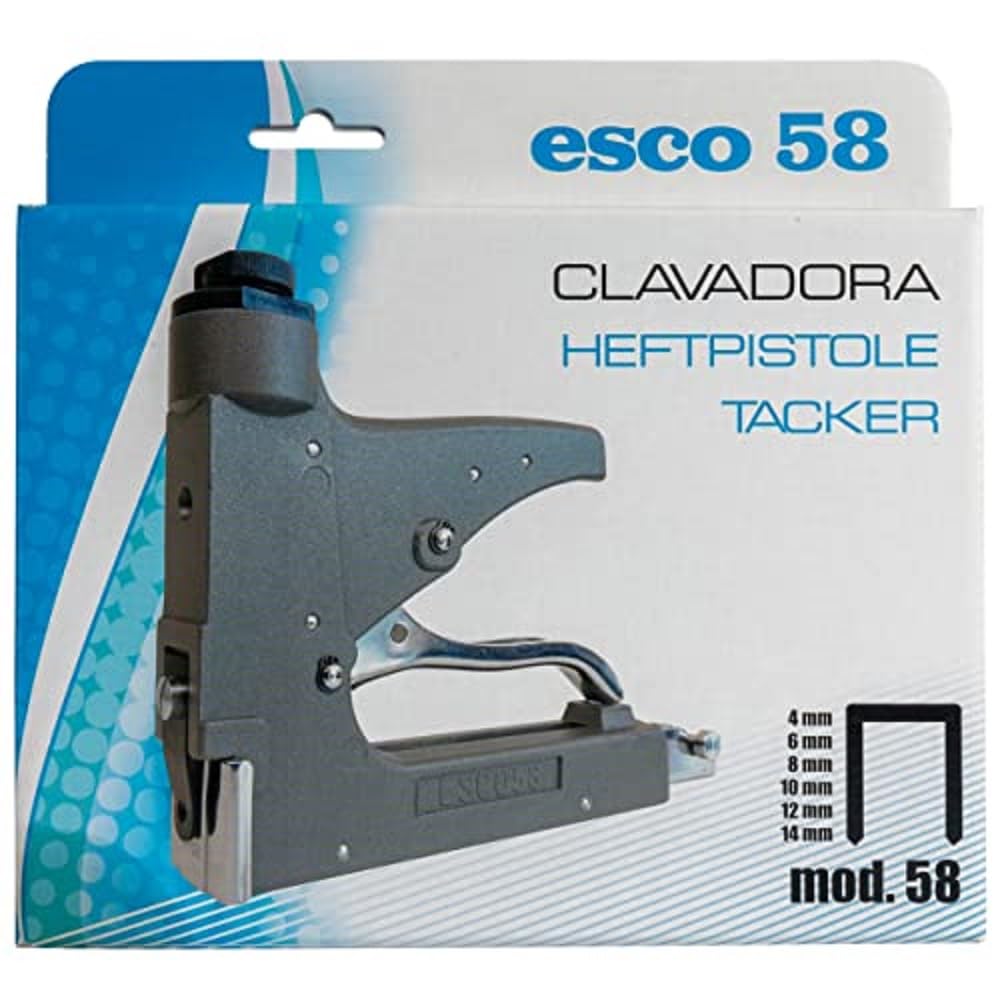 Esco 58 - Grapadora manual para tapicería, resistente con palanca de tracción, para grapas tipo 58, 4-14 mm