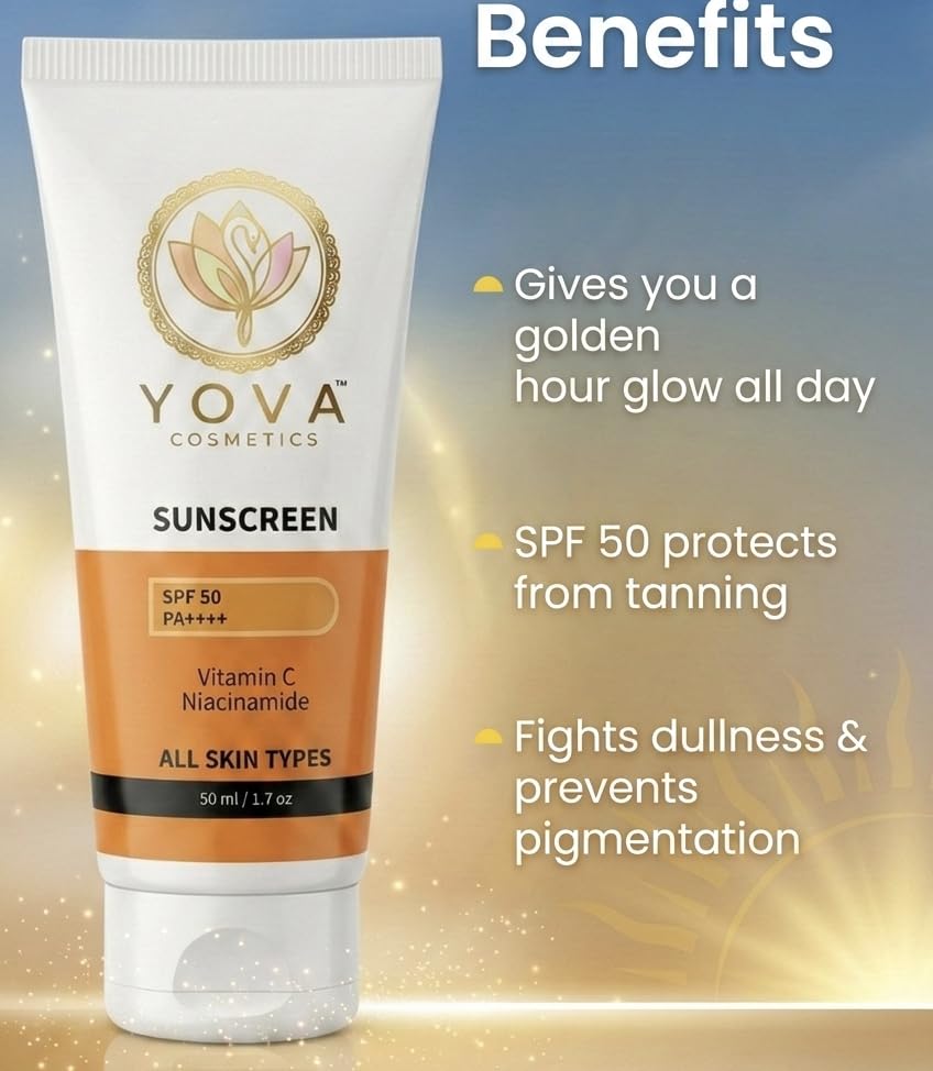 Image of Glow Sunscreen SPF 50 PA++++ with Vitamin C and Niacinamide Lightweight Daily Use Sun Protection Lotion for All Skin Types 50 ml
