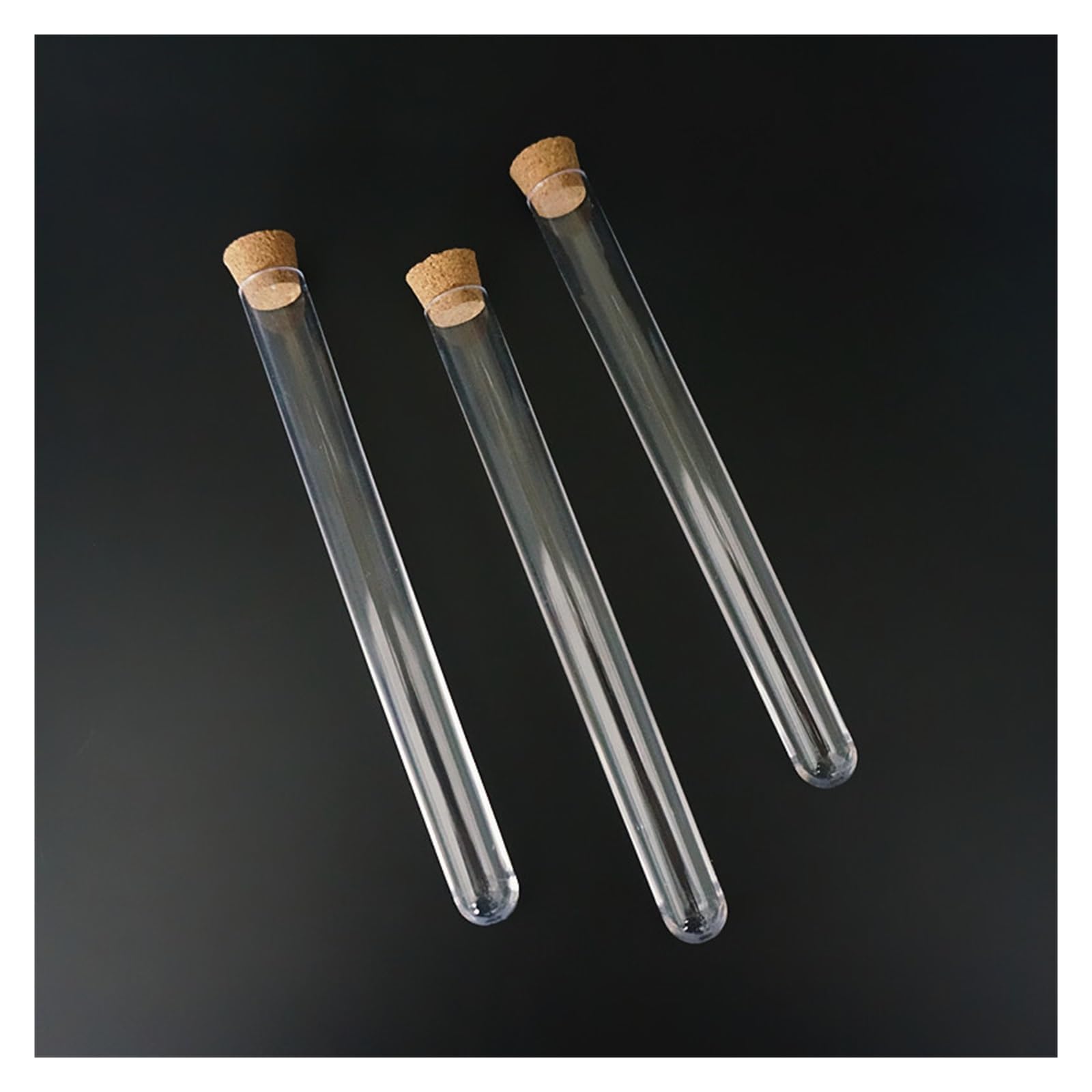 MENGKE 20pcs 30pcs 50pcs 100pcs 200pcs 18ml 15x150mm Laboratorio Provette Di Plastica Trasparente Fondo Tondo Tubo Fiala Con Tappo In Sughero(200pcs)