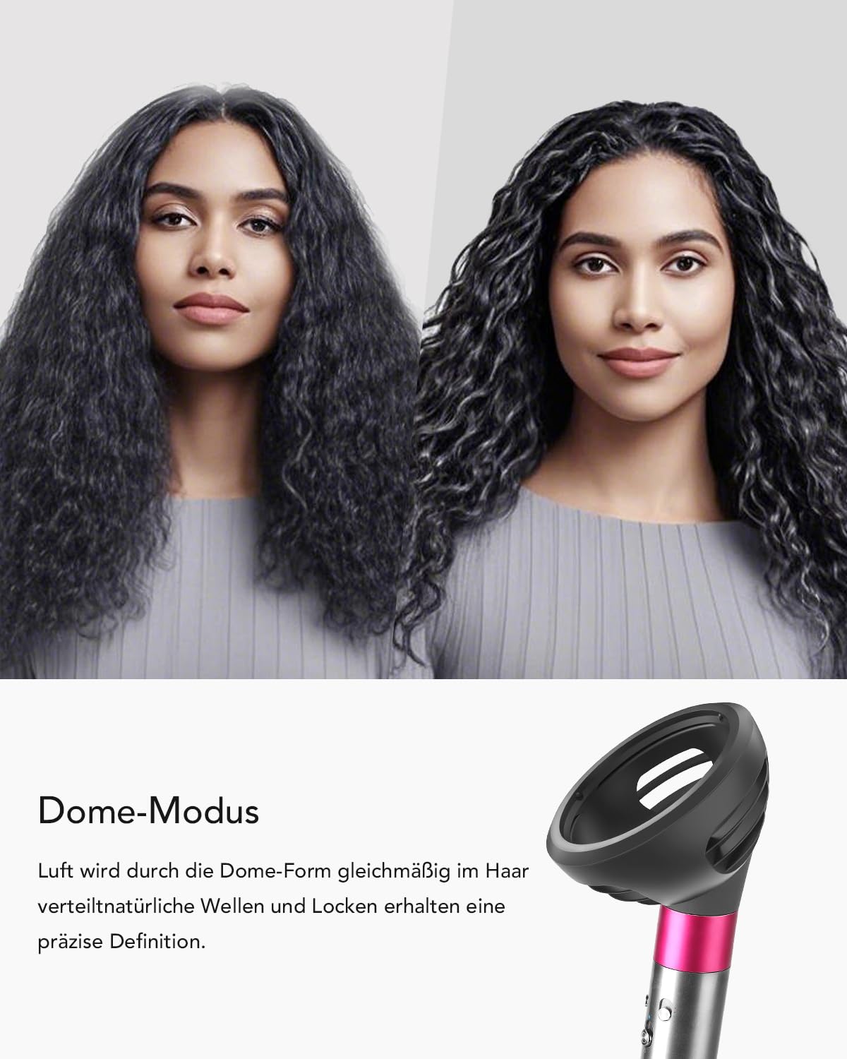 Wellen und Locken Diffusor-Aufsatz für Dyson Airwrap, kompatibel mit HS01/HS05/HS08, Neues Design mit 2 Luftstrom-Modi für mehr Volumen, Struktur & Definition bei lockigem & welligem Haar, Grau