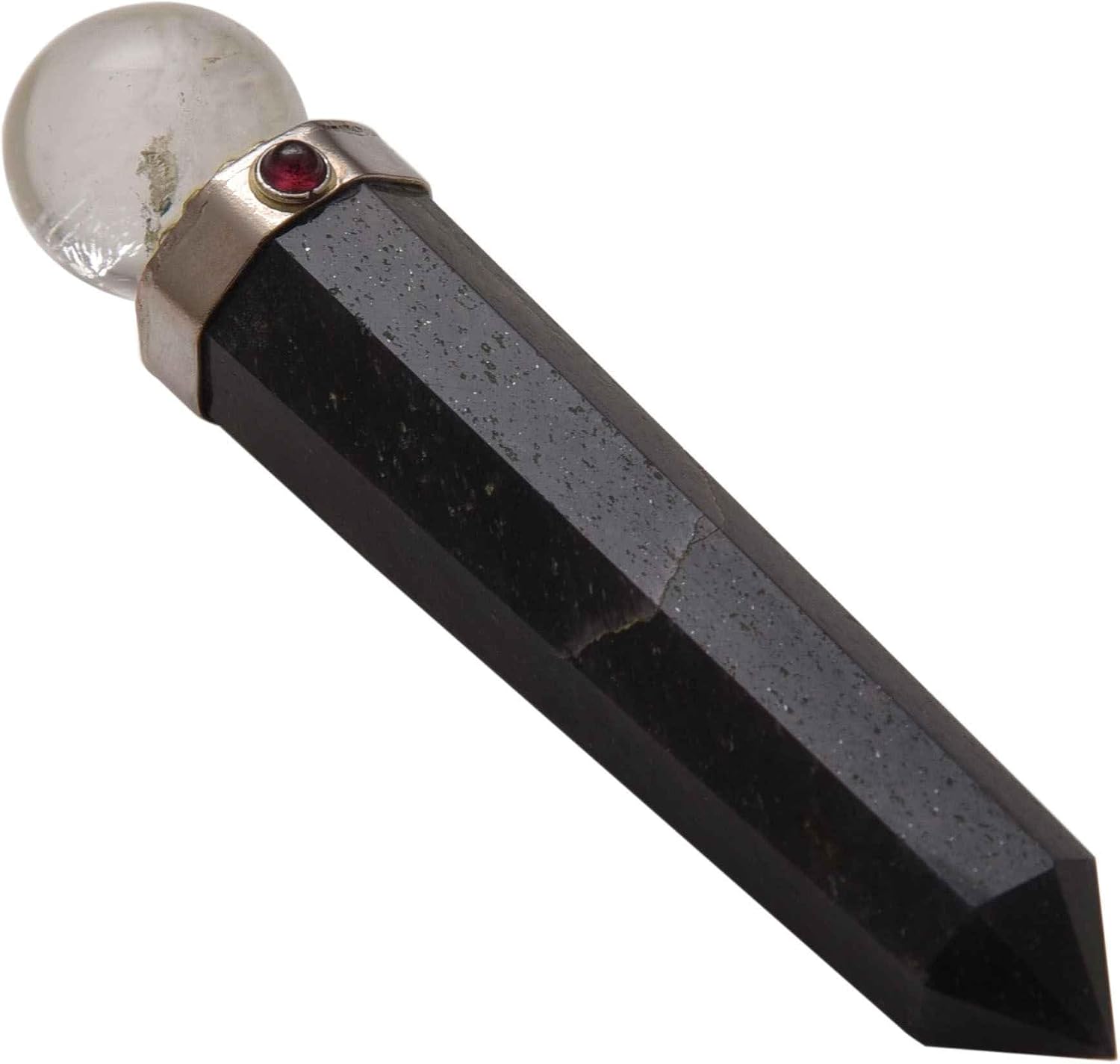 Blessfull Healing Reiki Spiritual Gemstone Black Onyx One Point Crystal Ball Wand