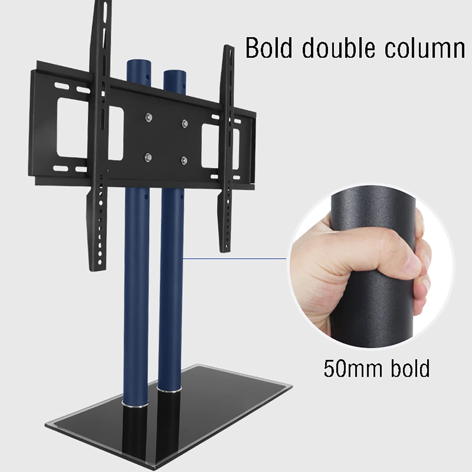 Soporte de mesa para TV, diseño de placa más gruesa con base de vidrio templado, se adapta a televisores de 40 a 70 pulgadas, deflector lateral antiliberación para mayor estabilidad