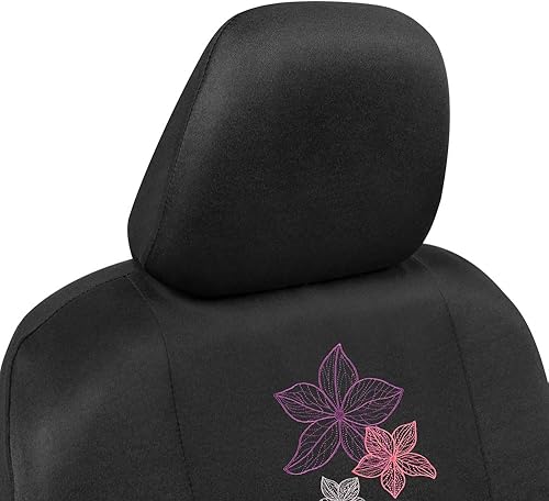 Miniatura 3 de BDK Juego completo de fundas de asiento de automóvil con diseño de flores hawaianas con funda para volante y almohadillas para cinturón de