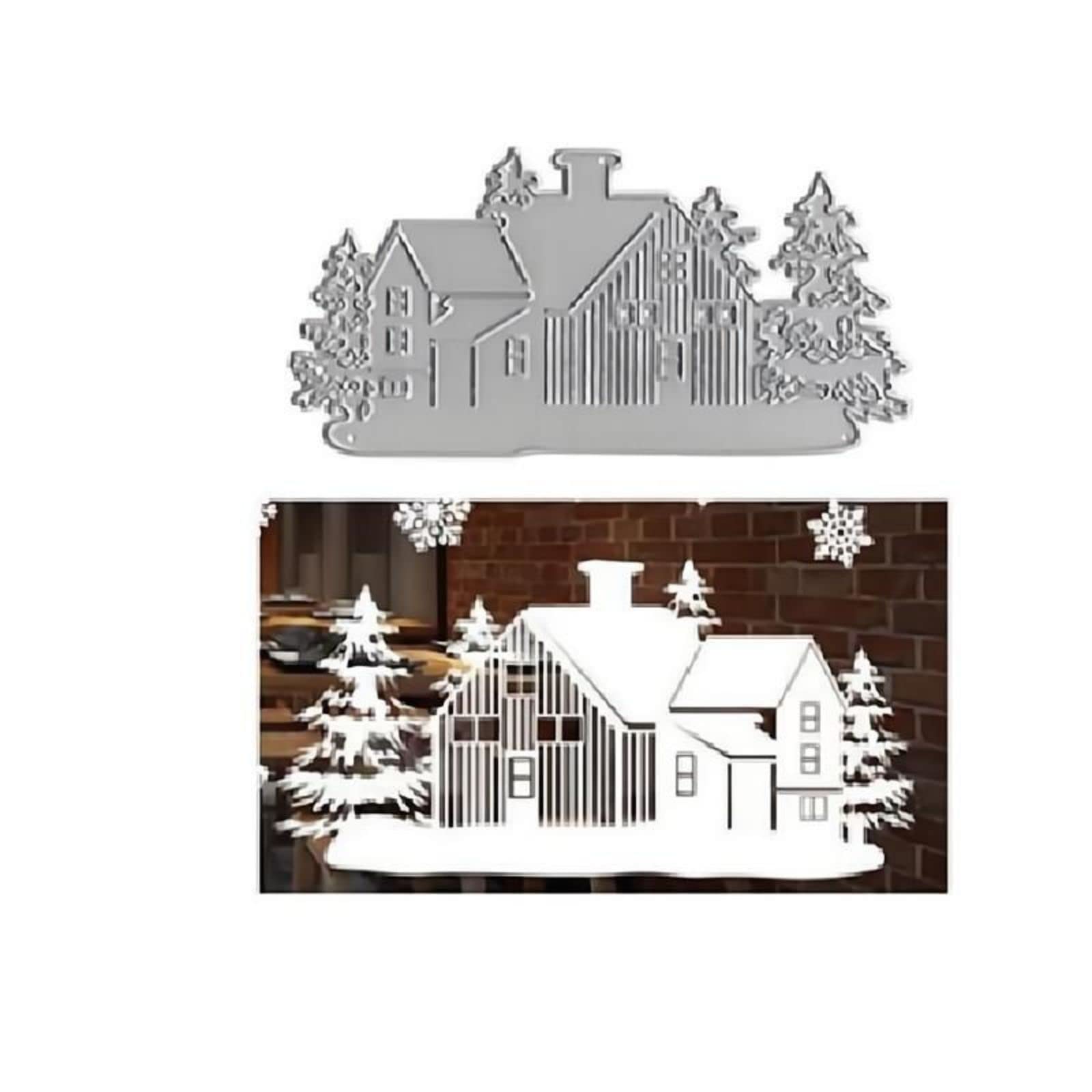 Qoiseys Christmas Tree and House Metal Die Cuts for Card Making,Cutting Dies Cut Stencils for DIY Scrapbooking Photo Album Decorative Paper Crafting Embossing Template