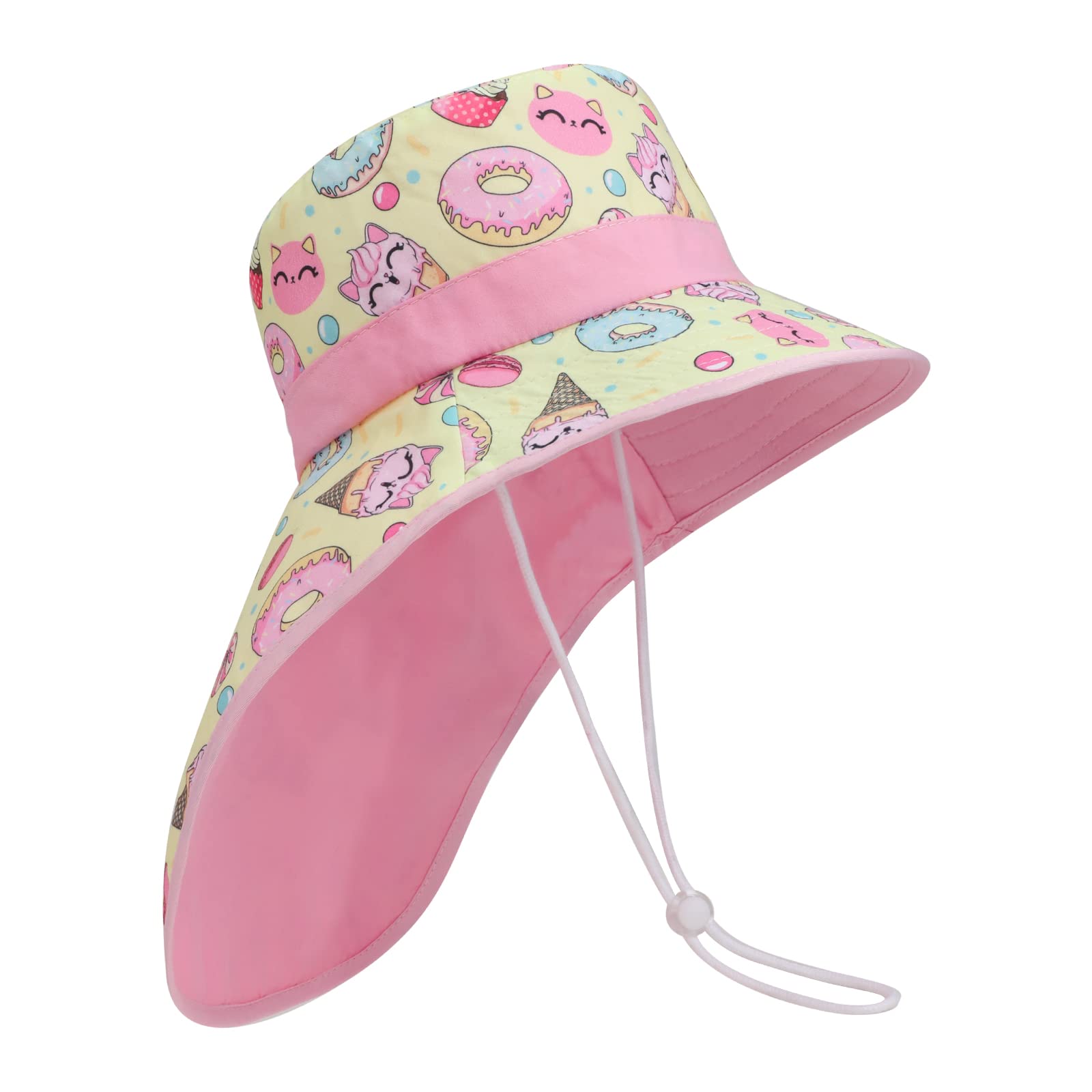 JUPSK Sombrero de Sol para niños pequeños Sombrero de Playa de ala Ancha con Correa de Barbilla UPF50 Gorra con Solapa de Unicornio para niños de 2 a 4 años