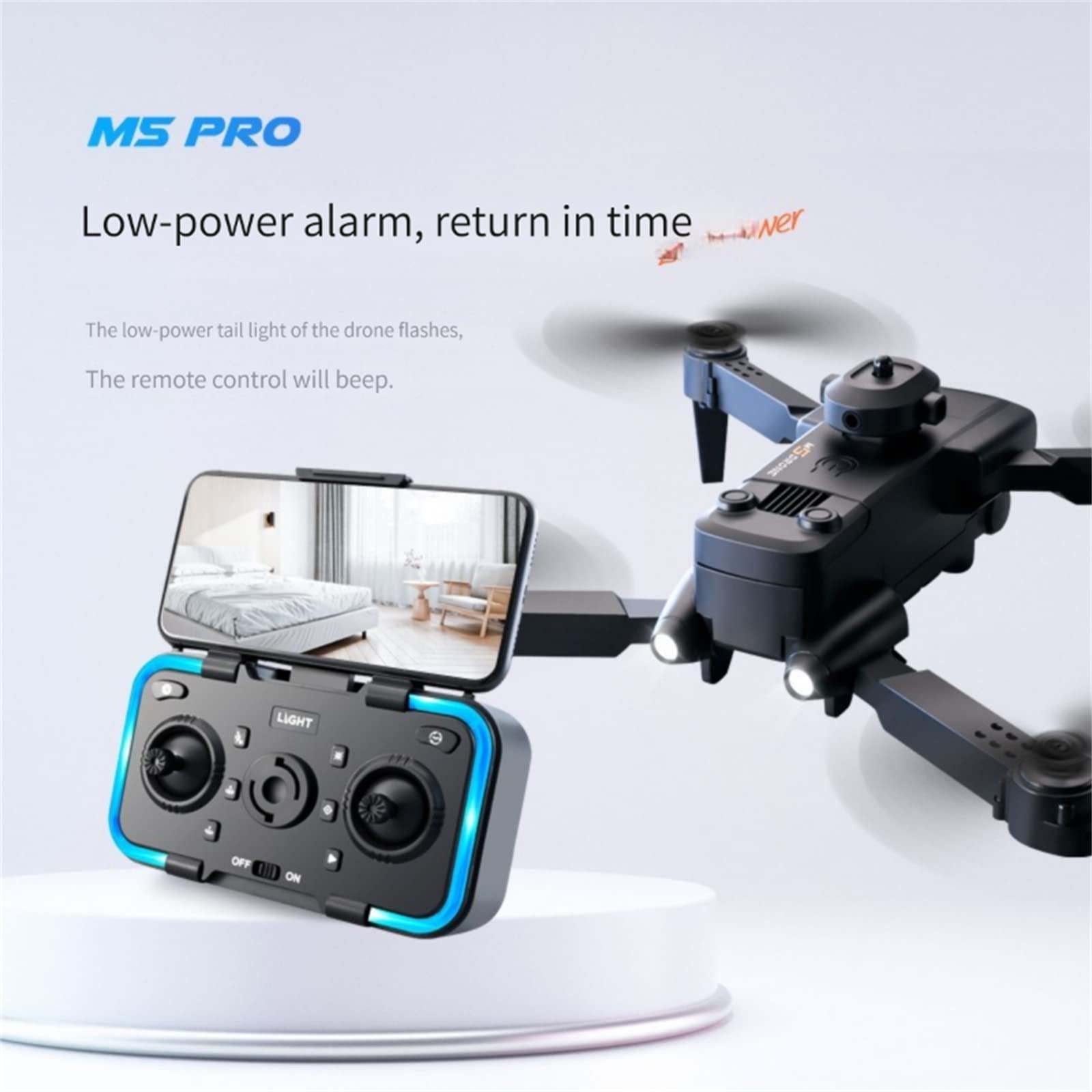 Dron FPV Plegable con Cámara WiFi 4K HD Ajustable, Cuadricóptero RC Ligero para Niños Adultos Principiantes, 2 Baterías Modulares, Desplazamiento Automático, Control De Aplicación