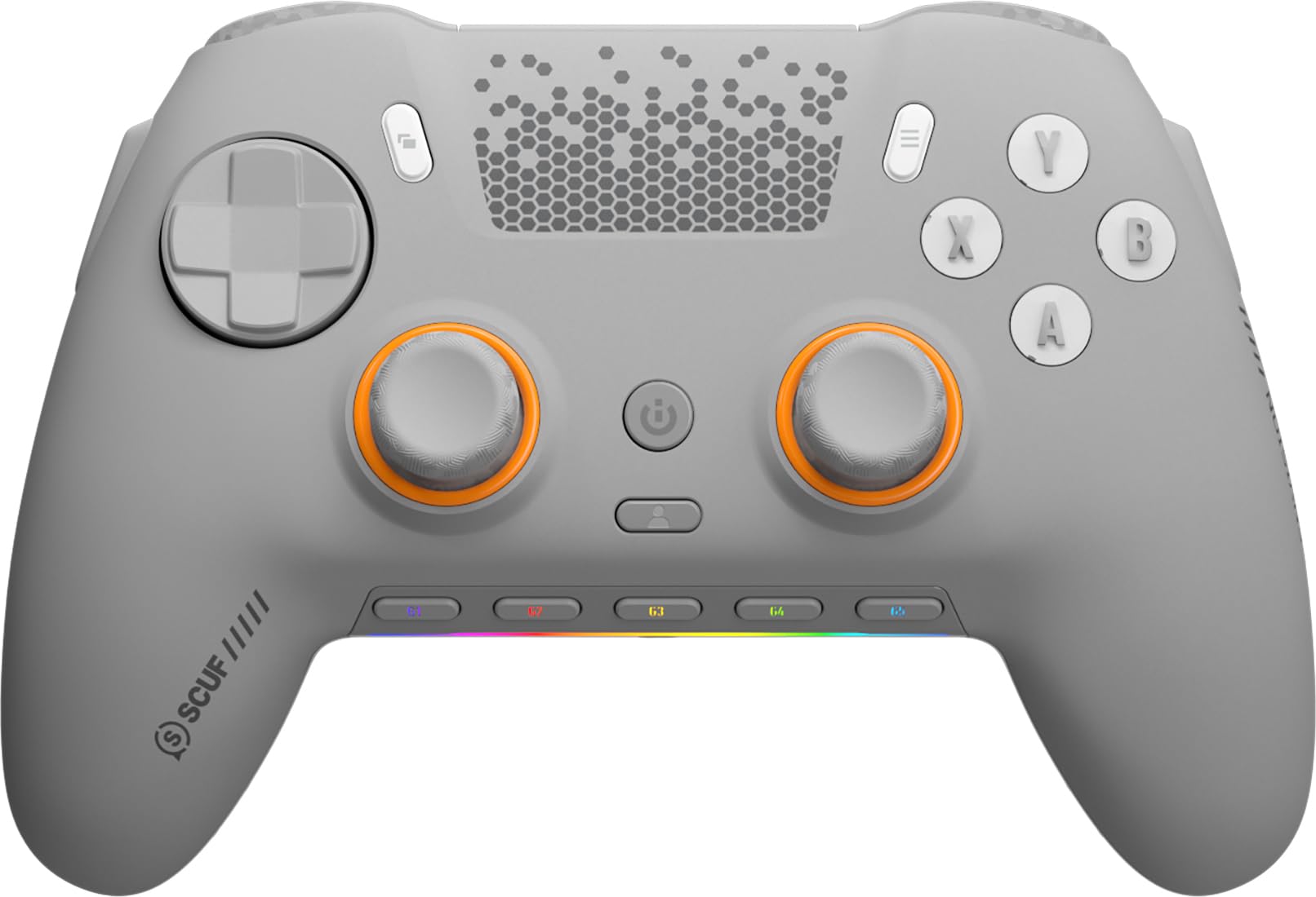 Scuf ENVISION PRO V2 (2025) Kabelloser Gaming-Controller nur für den PC – Anti-Drift-Daumenstifte – Fünf Wiederverwendbare G-Tasten – Wiederverwendbare Back-Paddles – Sofortauslöser – Hellgrau