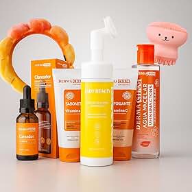 Kit Skincare Vitamina C Anti Idade + Vitamina E com Sérum Clareador de Pele Melasma Cloasma