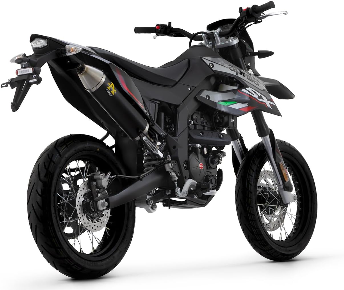 ARROW Thunder Aluminium Dark Silencer Aprilia RX/SX 125 '21/22 Homologated Aluminium Dark Thunder Silencer with Welded Link Pipe, Metal