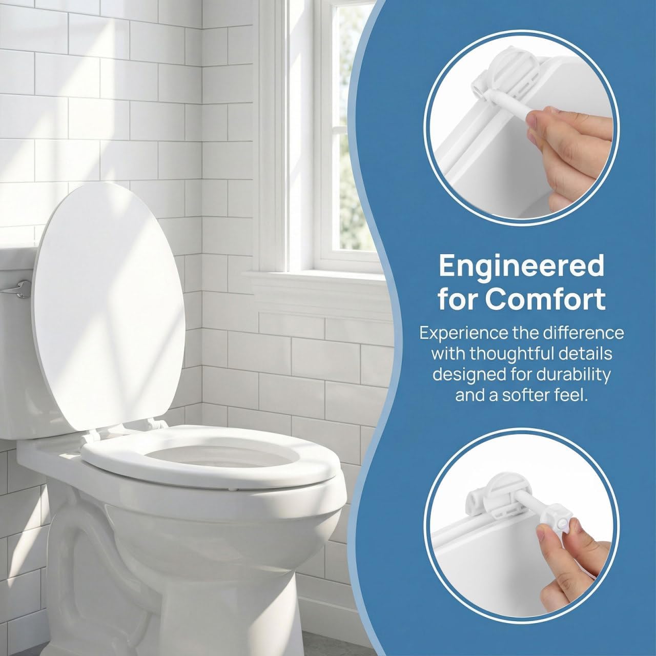 Balacoo Padded Toilet Seat, Elongated Foam Toilet Seat, White, 16.9 in image 4