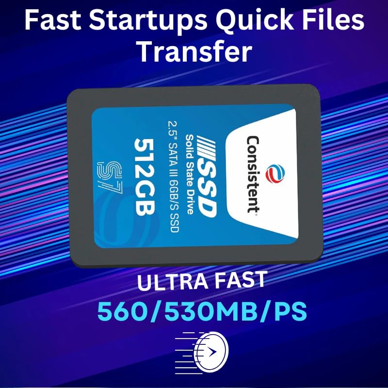 Image of Consistent SSD 512GB 2.5 Inch SATA Internal SSD - Read: 550MB /s & Write: 500MB /s - Solid-State Drive 5 Year Warranty (512, GB)