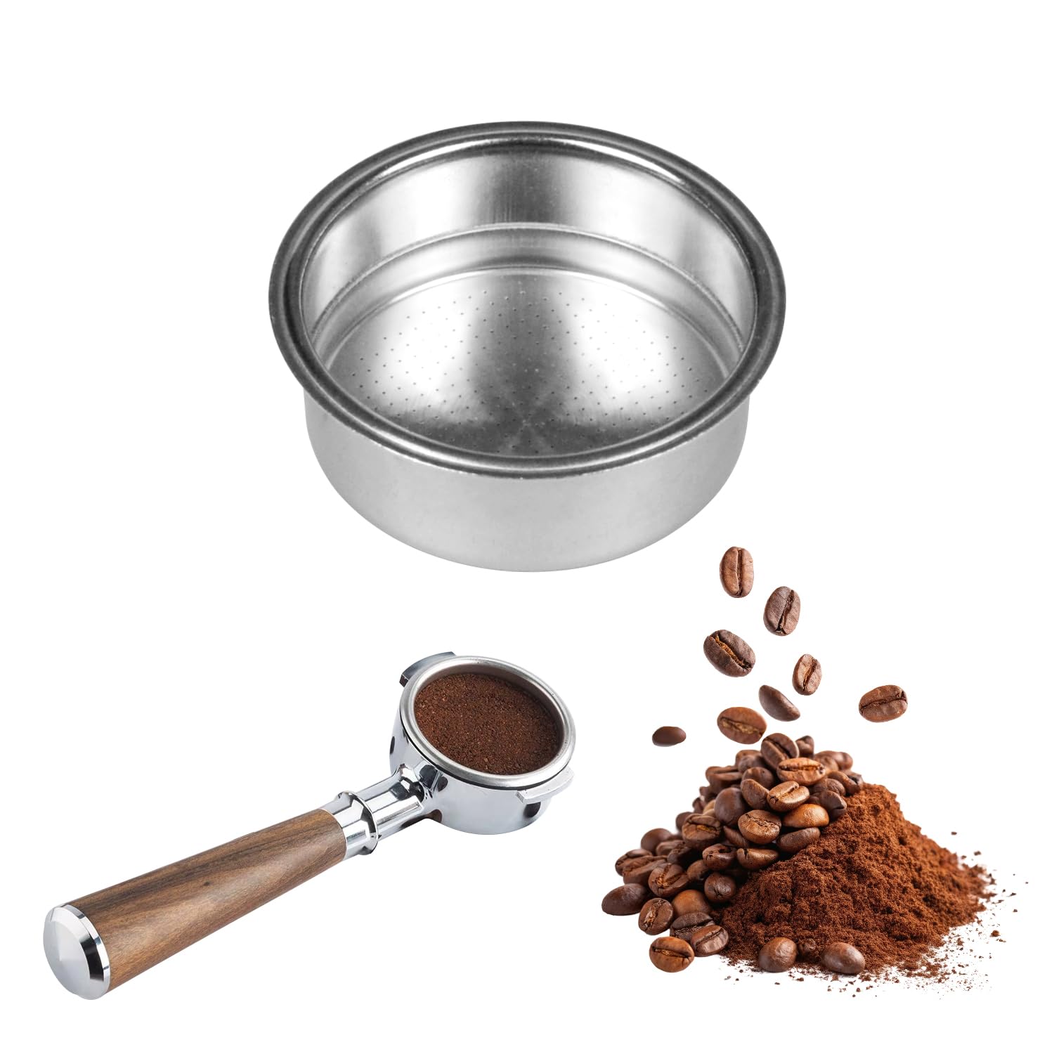 1 Pack 51mm Stainless Steel Coffee Filter Basket Espresso Portafilter Machine Parts Compatible with CASABREWS Gevi 1 Two
