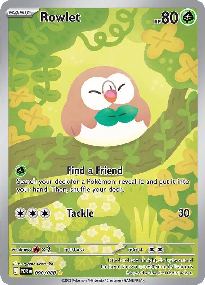 Pokemon - Rowlet 090/088 - Perfect Order - Illustration Rare - Full Art Foil - Single Card