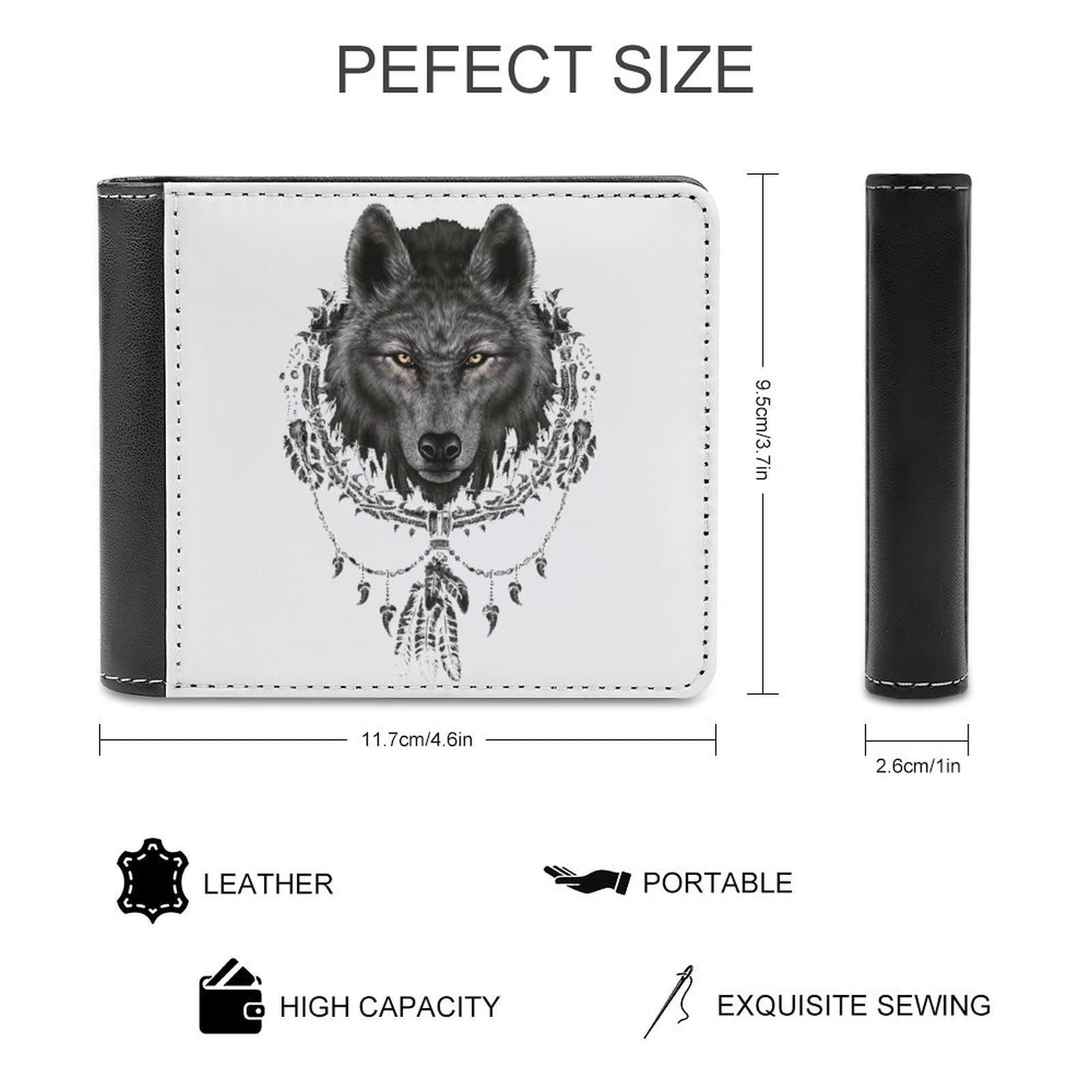 Amazon.co.jp: 財布 二つ折り財布 狼 ウルフ オオカミ レザー