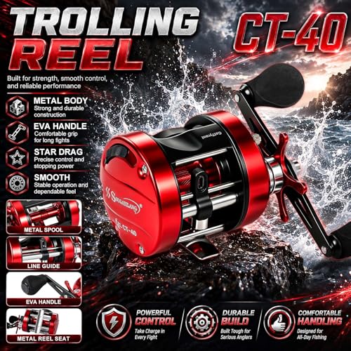 Sougayilang CatTyrant Carrete de Baitcasting con Freno Centrífugo, Empuñadura de Goma Sobredimensionada, Ideal para Bagres y Pescadores de Agua Dulce miniatura 3