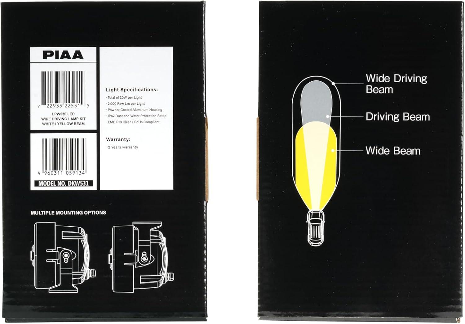 Piaa DKW531 Auxiliary Lamps, LPW Series Driving Light 3.5 inch, White and Yellow, Pack of 2 Kit