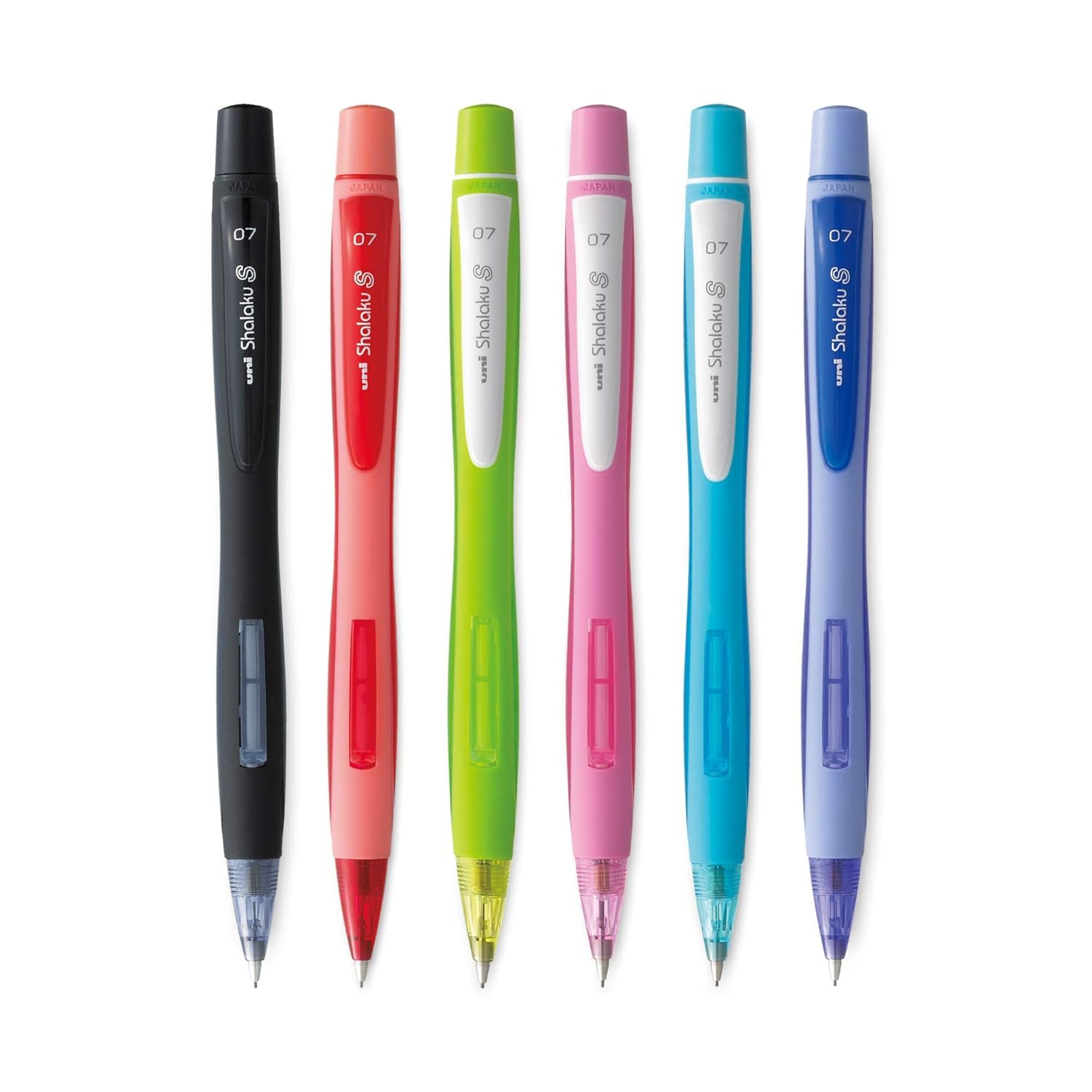 Uniball Shalaku 0.7mm Mechanical Pencil (M7-228) | Rubberized Body with Unique Side Click Mechanism | Body Color May Vary, Pack of 6