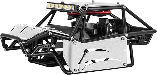 INJORA 45g Nylon Rock Buggy Body Shell with Aluminum Spider Panels for 1/24 RC Crawler Car Axial SCX24 C10 JLU Bronco Base Camp Upgrade Parts(Silver)