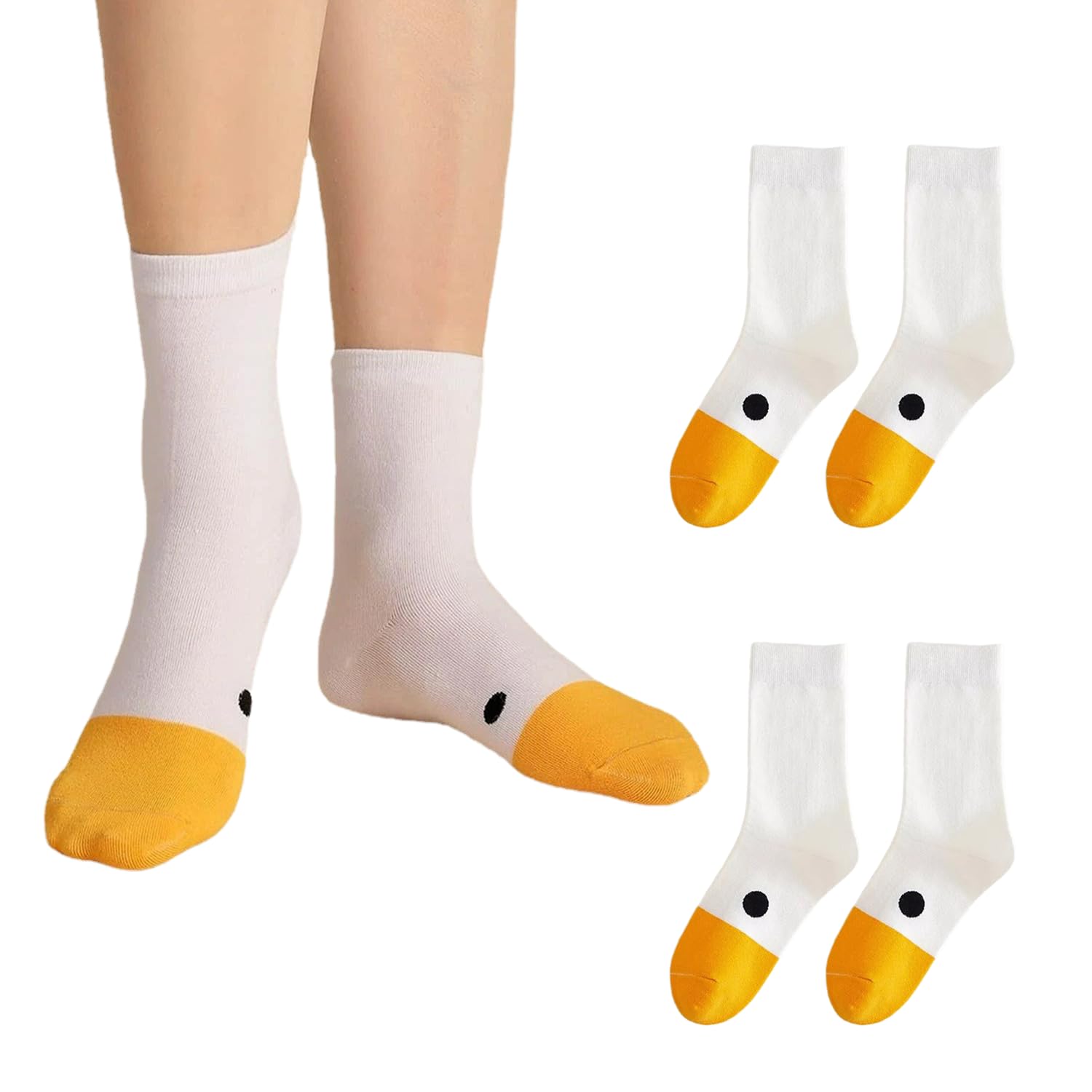 Funny Goose sock Unique and Creative Women's Cotton Warm Mid-Calf Animal Flower Socks