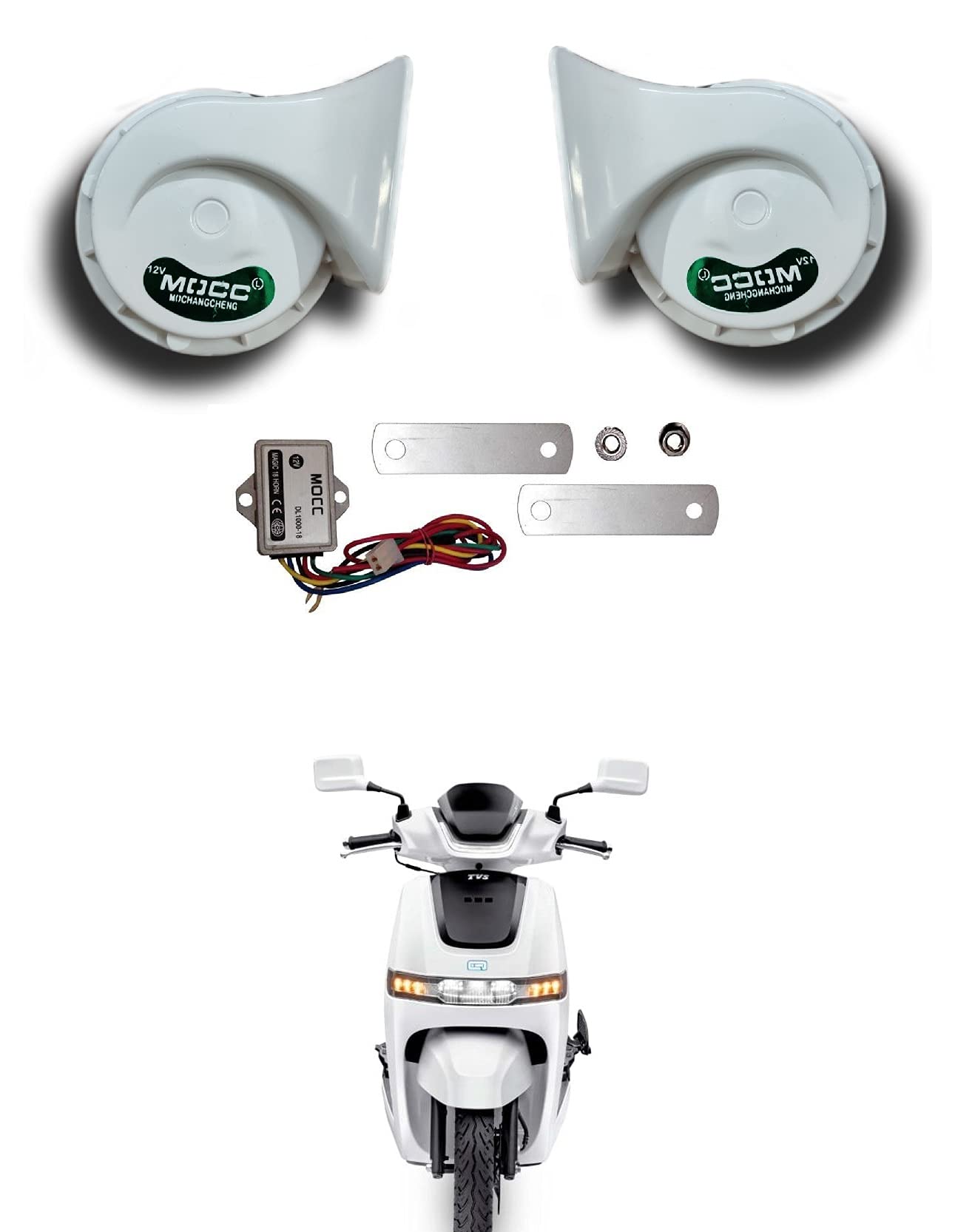 Auto Addict Bike Scooty Mocc Horn (Set of 2 Pcs) For TVS iqube Electric-image-5