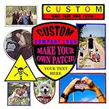 Custom Patches Personalized Name Patch Iron on/Sew on/Hook and Loop Add Your Photo, Logo, Text in Your Own Patches for Jackets Hats Vest Backpacks Clothing Dog Harness-Square 4"(10cm)