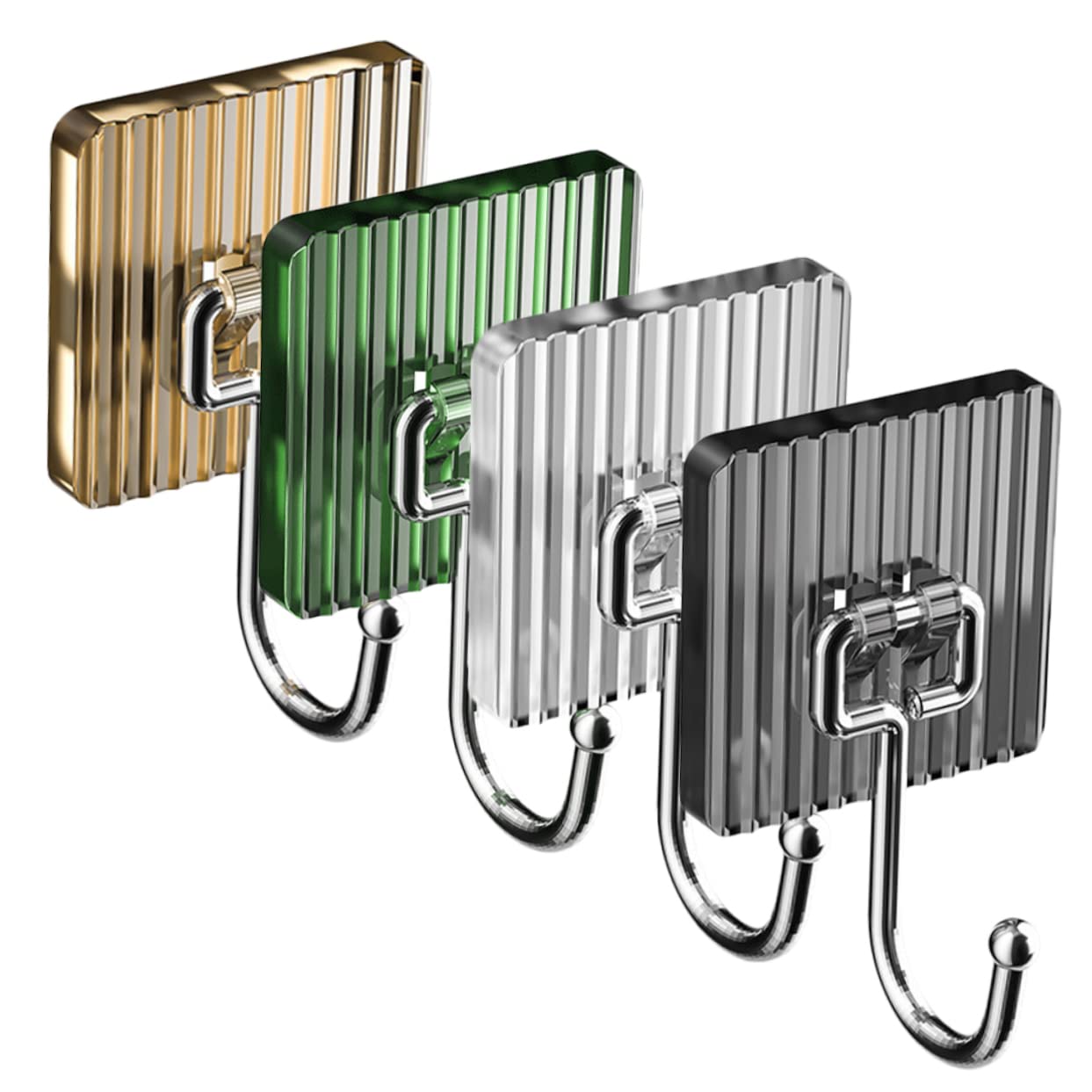 VASDEV 4 Ganchos para Cocina y baño sin Clavos, Toallas, Llavero de Acero Inoxidable, Ganchos Transparentes, Ganchos sin Costura, Ganchos para Llavero de Pared, Ganchos Adhesivos para som