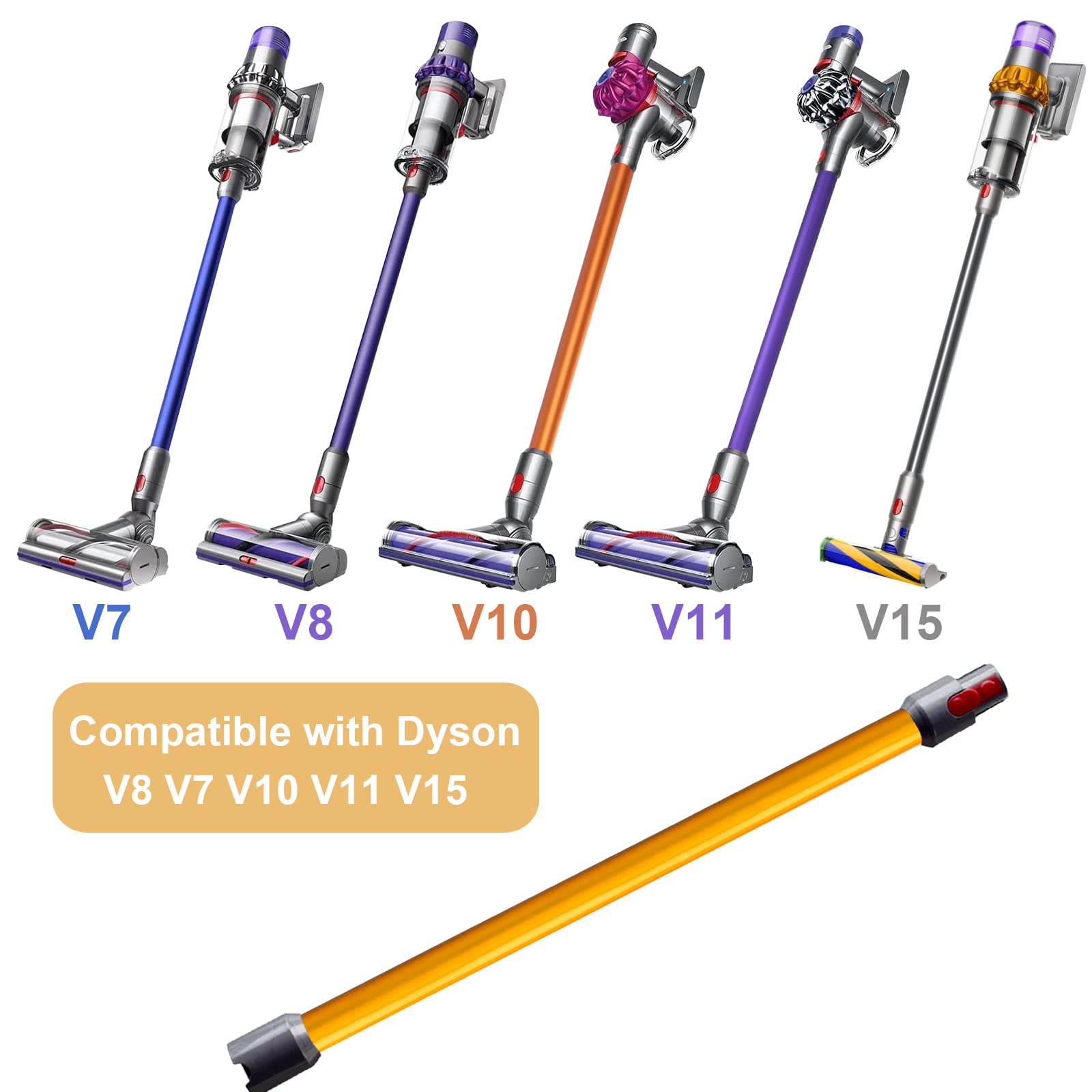 GYLBF Quick Release Wand Compatible for Dyson V15 V11 V10 V8 V7 Stick Vacuum Cleaners, Vacuums Attachment Extension Tube, 28.3 IN (Gold)