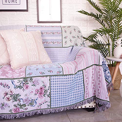 Preisvergleich Produktbild longchang Idyllischer Stil Sofahandtuch Sofadecke Handtuch Handlauf kompletter Shopsitz doppelseitiger Sofabezug-Staubschutz, 90 * 210cm