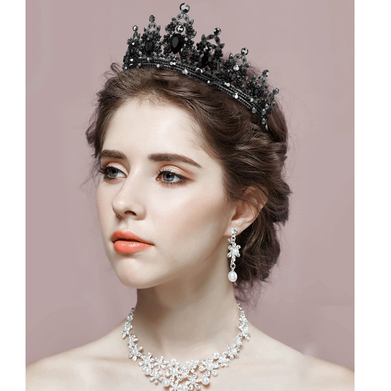 Amazon.com: Tiaras for Women, Didder Black Crown Crystal Crowns 