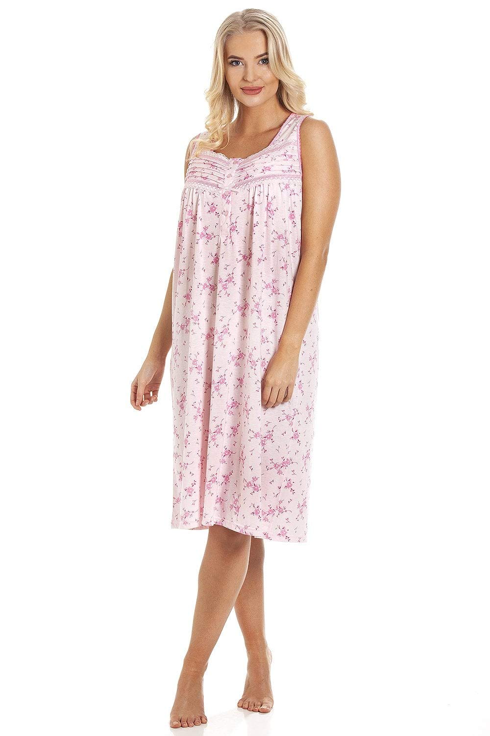 Camille Floral Lightweight Sleeveless Summer Nightdress Pink Women's Size 22-24