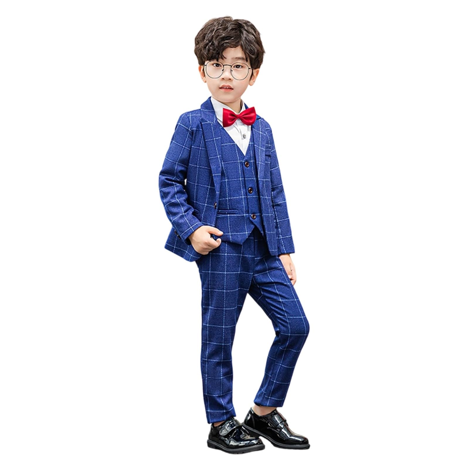 Chaleco a cuadros para niños, otoño e invierno, vestido de tres piezas para caballeros, hombres y mujeres