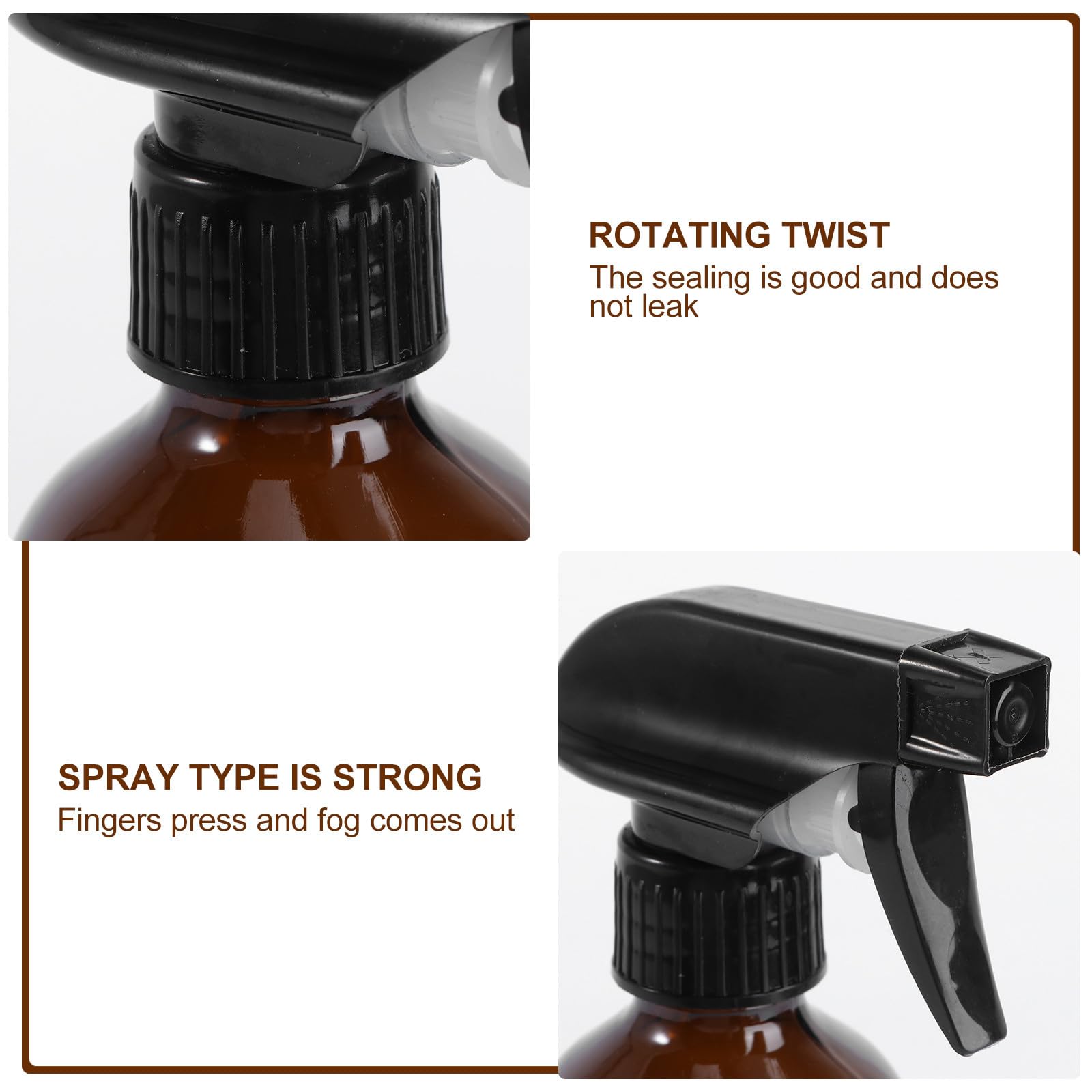 6 Piezas Pulverizador de Vidrio Botella Rellenable de 250ml, Marrón, de Vidrio, para Subenvasado de Líquidos y Riego de Plantas