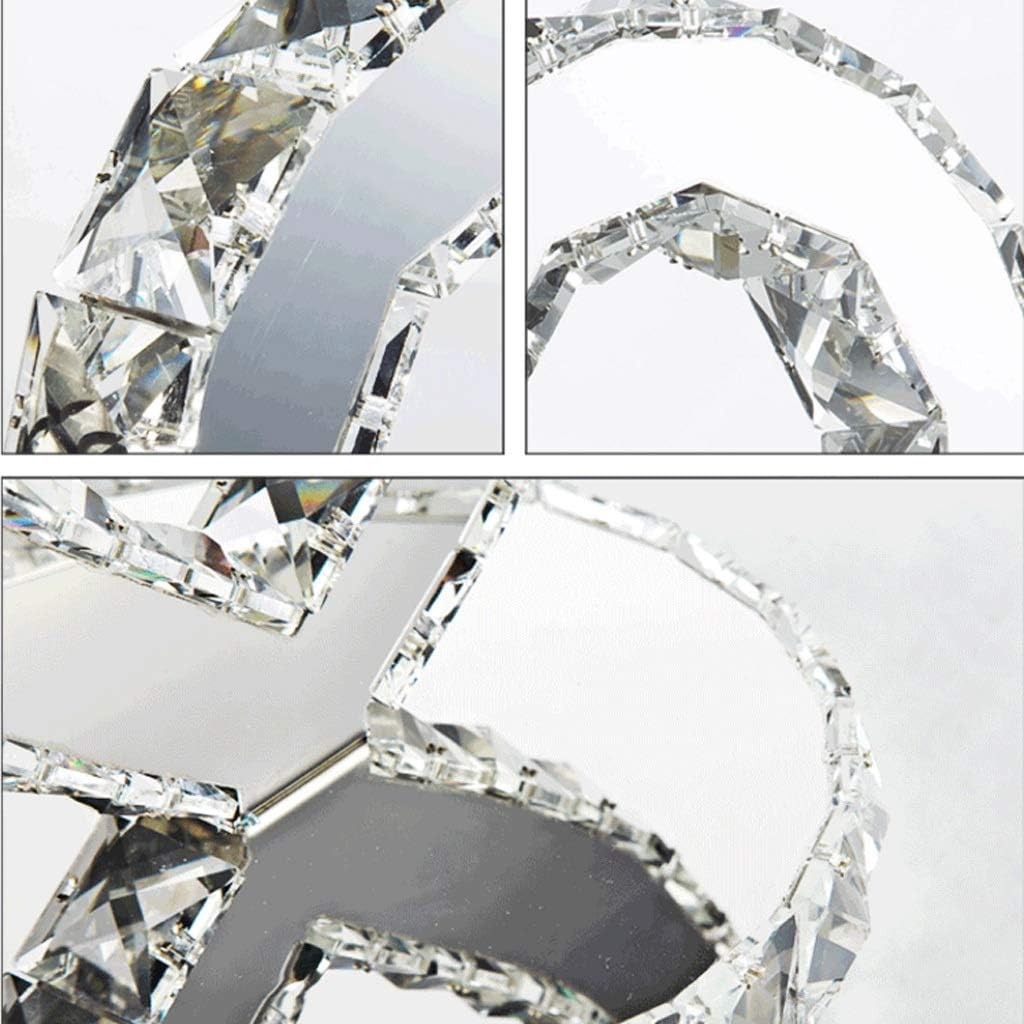 Crystal Table Lamp Heart Shape Modern Chrome Crystal Desk Lamps Bedroom Nightstand Table Lamp Round Cold White Warm White Creative Dressing Lamp(White Light)