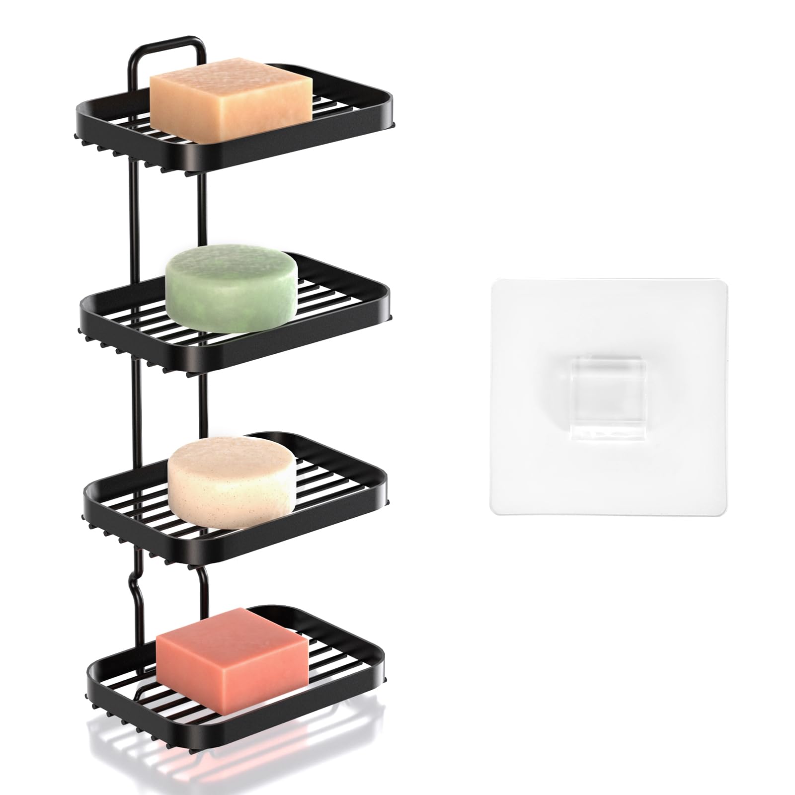 4 Tier Shampoo Bar Holder for Shower, Rustproof Stainless Steel Bar Soap Holder for Shower Wall, Self Draining Bar Soap Shower Caddy Wall Mounted Shampoo Bar Caddy