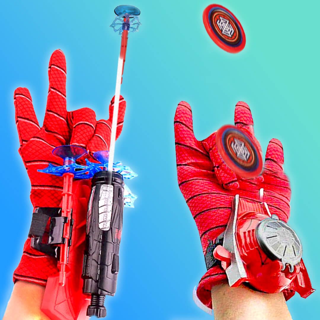 Uneeke Shape Combo of 2, Spiderman Web Shooter & Disc Shooter Real Avengers Gadgets Toys with Gloves for Kids, Superhero Cosplay Watch Launcher Gun Toy Set, 6 inch, Red (B0DHLJSK39) Amazon Price History, Amazon Price Tracker