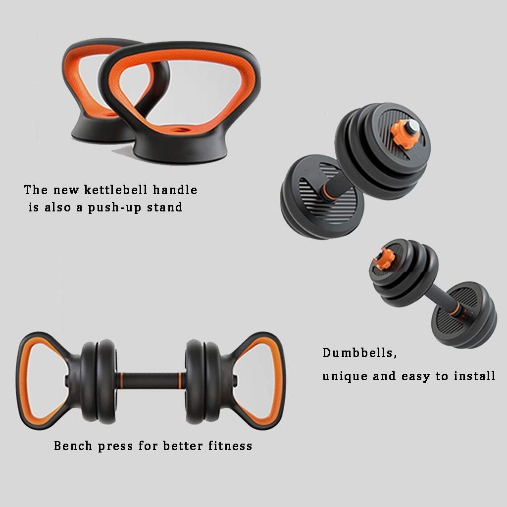 Zestaw krótkich hantli fitness hantle sztanga hantle kettlebell zestaw stojaków na push up 6 w 1 regulowany talerz do hantli dom siłownia trening ciała sprzęt mężczyźni i kobiety trening (2 sztuki/zestaw) (rozmiar 10 kg/22 lbs) darmowa reklama z wagą
