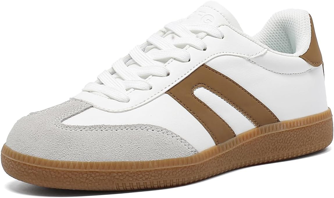 Women's Retro Gum Sole Fashion Sneakers-Lace Detail Casual Retro Walking Shoes-Gum Sole Casual Tennis-Anti Slip Trainers