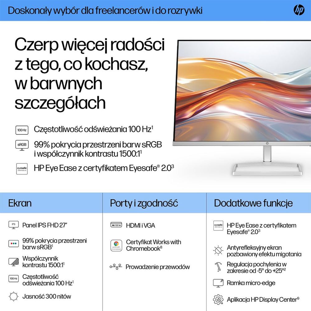 HP 527sf monitor piatto per PC 68,6 cm (27") 1920 x 1080 Pixel Full HD Bianco