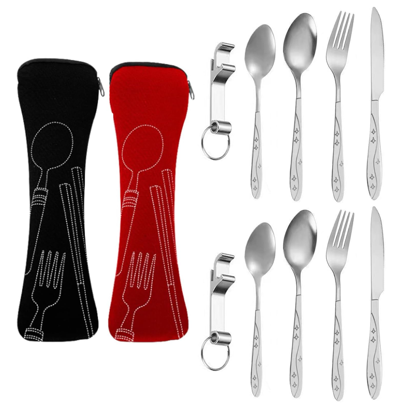 Vicloon Set Posate Da Viaggio 5 Pezzi - Acciaio Inossidabile Con Apribottiglie Per Campeggio E Picnic - Foto 9