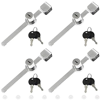 BTMB Drawer Display Case Showcase Sliding Glass Door Ratchet Lock 4Pcs w 8 Keys (Keyed Alike)