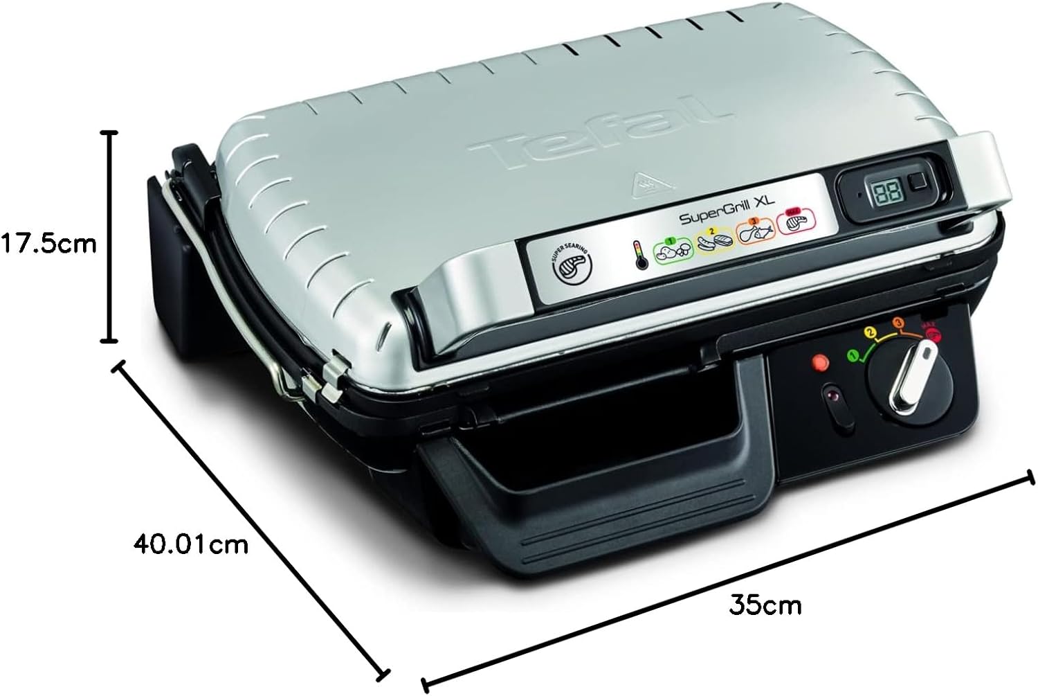 Tefal SuperGrill XL GC461B Grill da Tavolo Elettrico, Metallico, Barbecue e Bistecchiera, 2400 W, Nero Tefal SuperGrill XL GC461B Grill da Tavolo Elettrico, Metallico, Barbecue e Bistecchiera, 2400 W, Nero