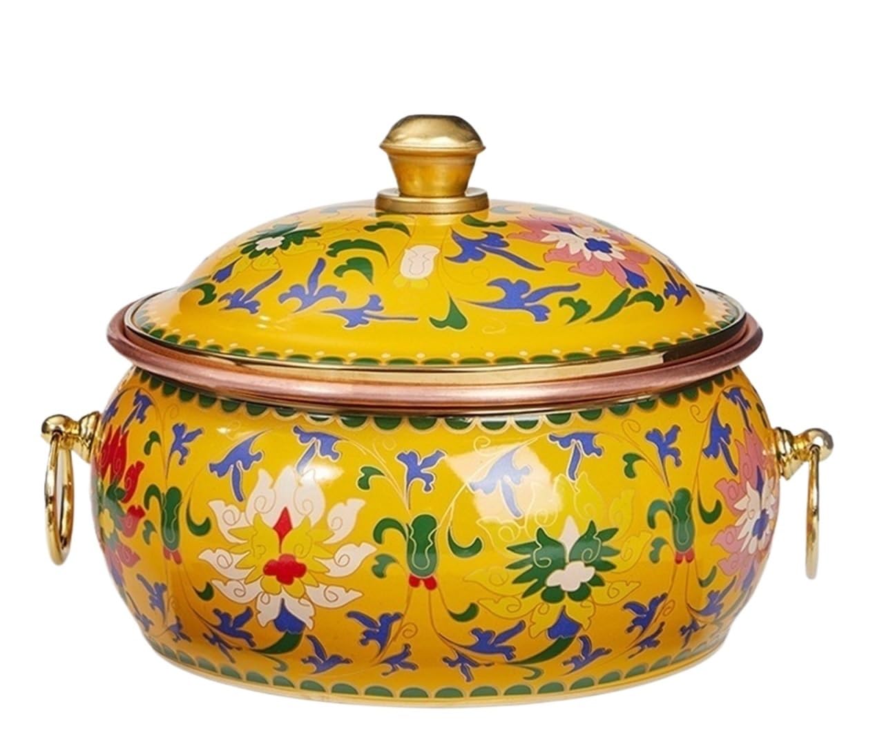 Chiński garnek emaliowany, garnek miedziany, garnek indukcyjny, tradycyjny garnek do duszenia, garnek do zupy, naczynia kuchenne, garnek do gotowania(Żółty2-17 * 13cm