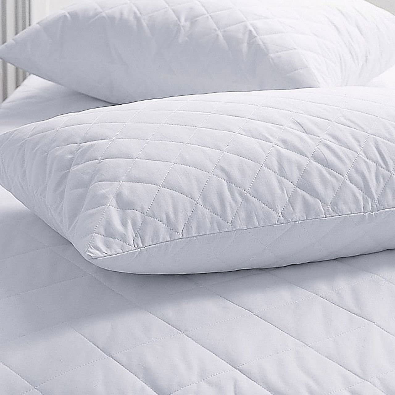 Dudu N Girlie Pillow Protectors 2 Pack Quilted Zipped - Breathable 90 gsm Microfiber Pillow Case Protector White 50x75 cm
